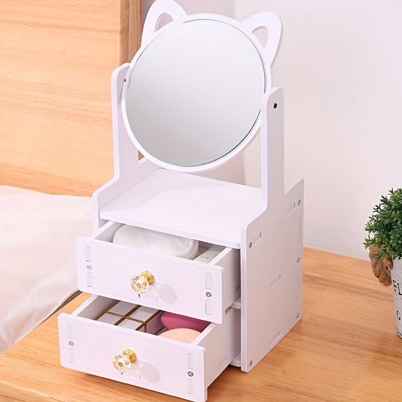 Makeup mirror with integrated storage