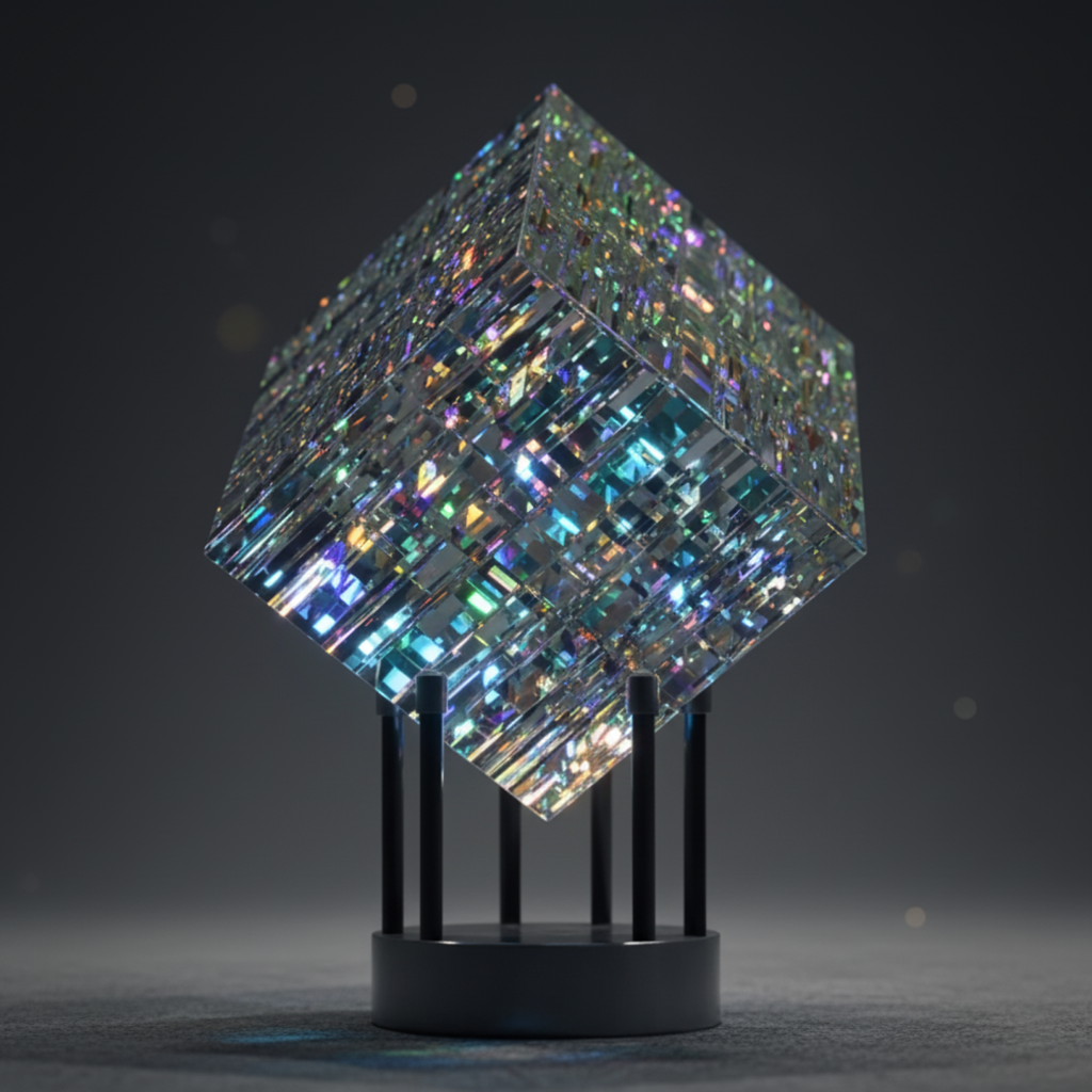 ChromaticCube Crystal Rainbow Refraction Art | Modern Desk Decor &amp; Centerpiece