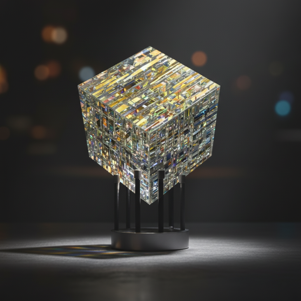 ChromaticCube Crystal Rainbow Refraction Art | Modern Desk Decor &amp; Centerpiece