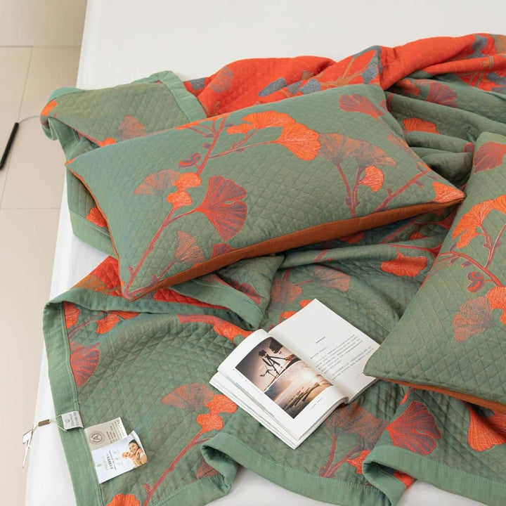 Cotton Bedding Set with Botanical Design