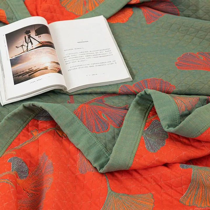 Cotton Bedding Set with Botanical Design