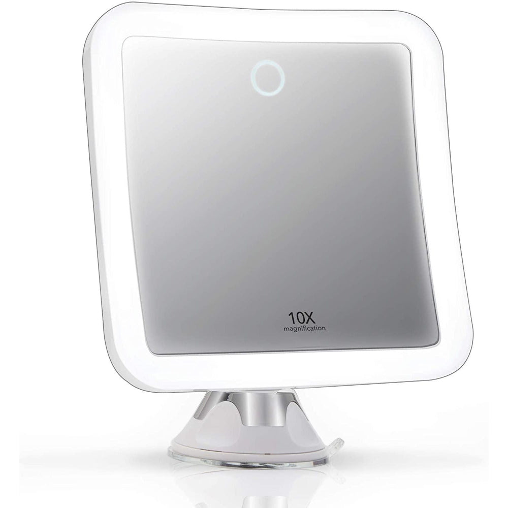 GlowView 10X Lighted Magnifying Mirror with LED &amp; Suction Mount – Portable Makeup Mirror
