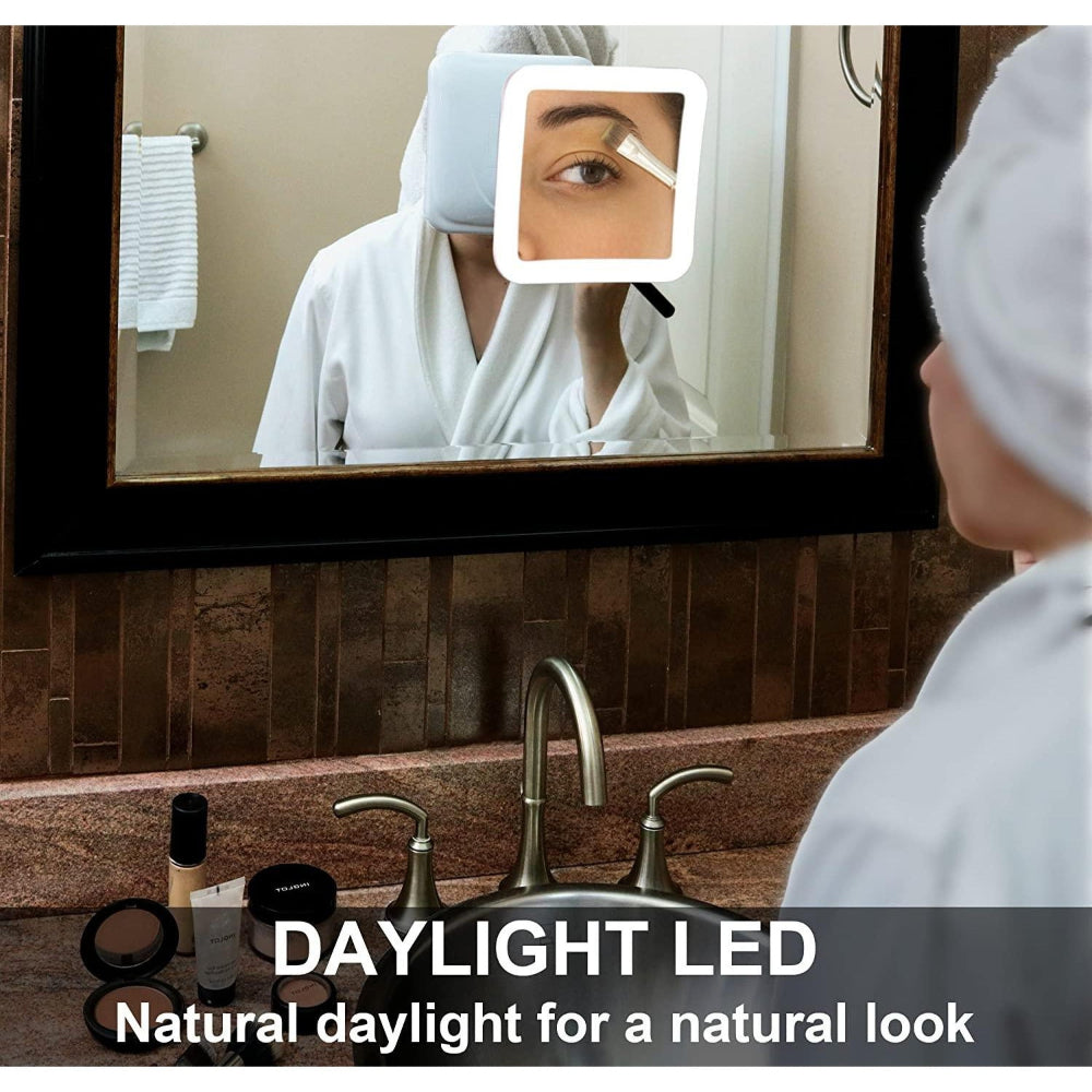 GlowView 10X Lighted Magnifying Mirror with LED &amp; Suction Mount – Portable Makeup Mirror