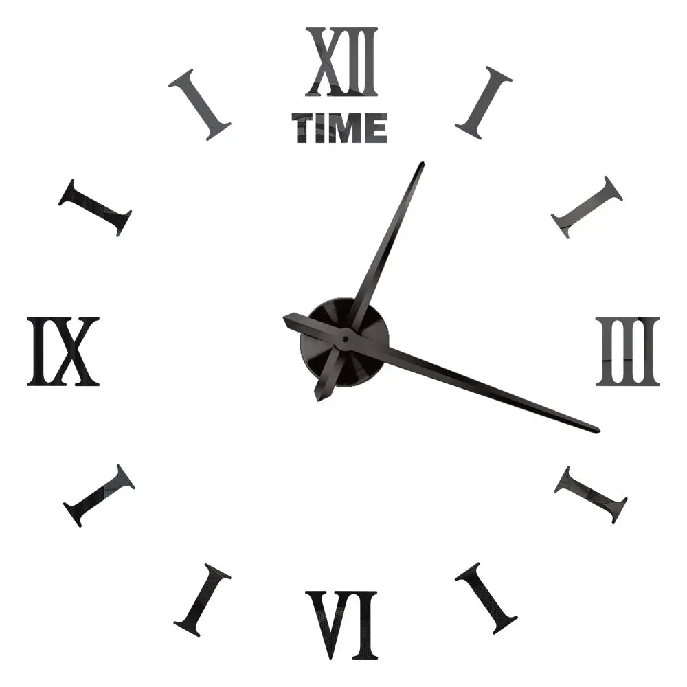 Big Wall Clock DIY 3D Self Adhesive Mirrored Acrylic Wall Clock For Kitchen Dining Room Living Room Creative Home Decor |