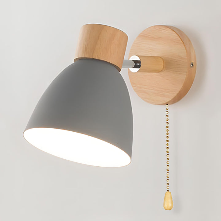 Nordic-modern hanging switch wall lamp made of wood