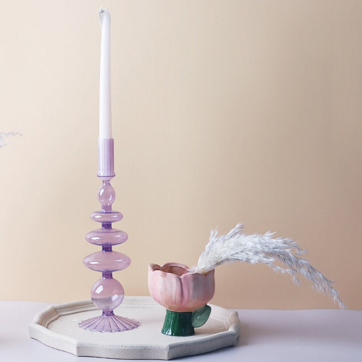 Lilac Candle Holder made of Glass