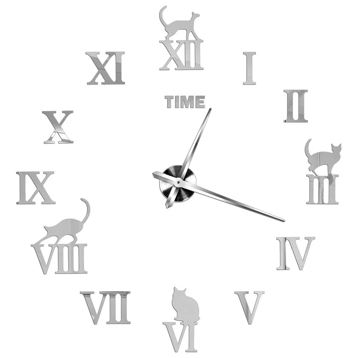 Big Wall Clock DIY 3D Self Adhesive Mirrored Acrylic Wall Clock For Kitchen Dining Room Living Room Creative Home Decor |