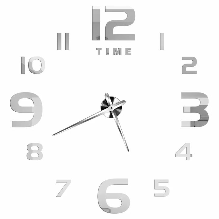 Big Wall Clock DIY 3D Self Adhesive Mirrored Acrylic Wall Clock For Kitchen Dining Room Living Room Creative Home Decor |