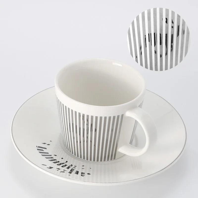 Creative dynamic SLR cup Leopard anamorphic zebra cup Luycho coffee tea cup set with coaster 90ml-225ml