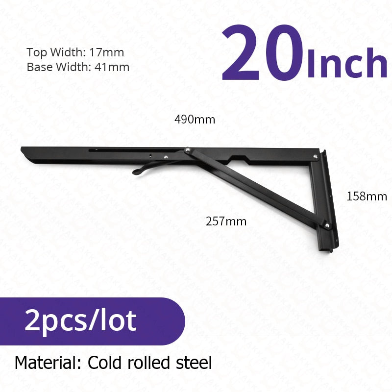 2-piece set collapsible shelf brackets, heavy-duty, made of stainless steel for tables, motorhomes and space-saving