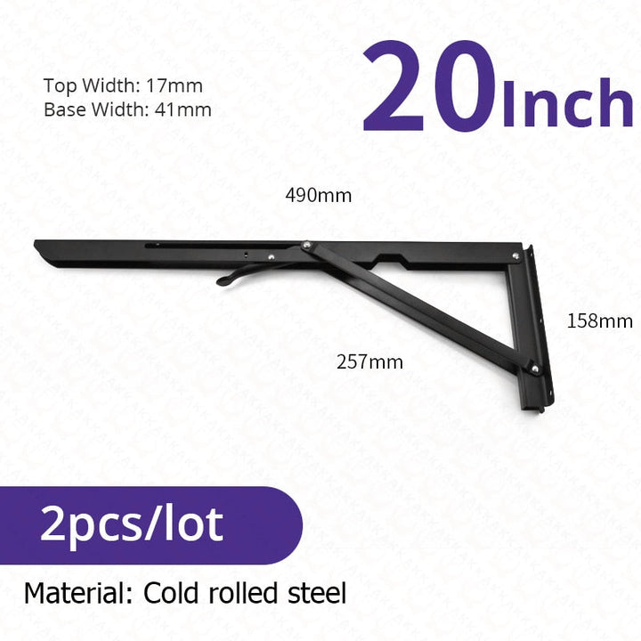 2-piece set collapsible shelf brackets, heavy-duty, made of stainless steel for tables, motorhomes and space-saving
