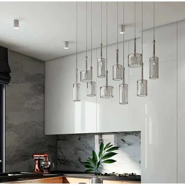 Pendant lamp for the dining table made of glass