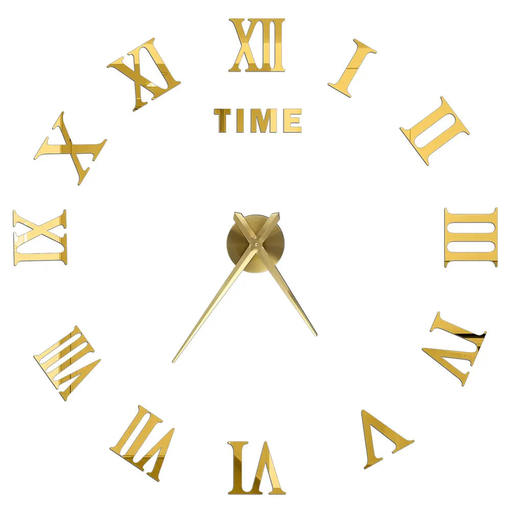 Big Wall Clock DIY 3D Self Adhesive Mirrored Acrylic Wall Clock For Kitchen Dining Room Living Room Creative Home Decor |