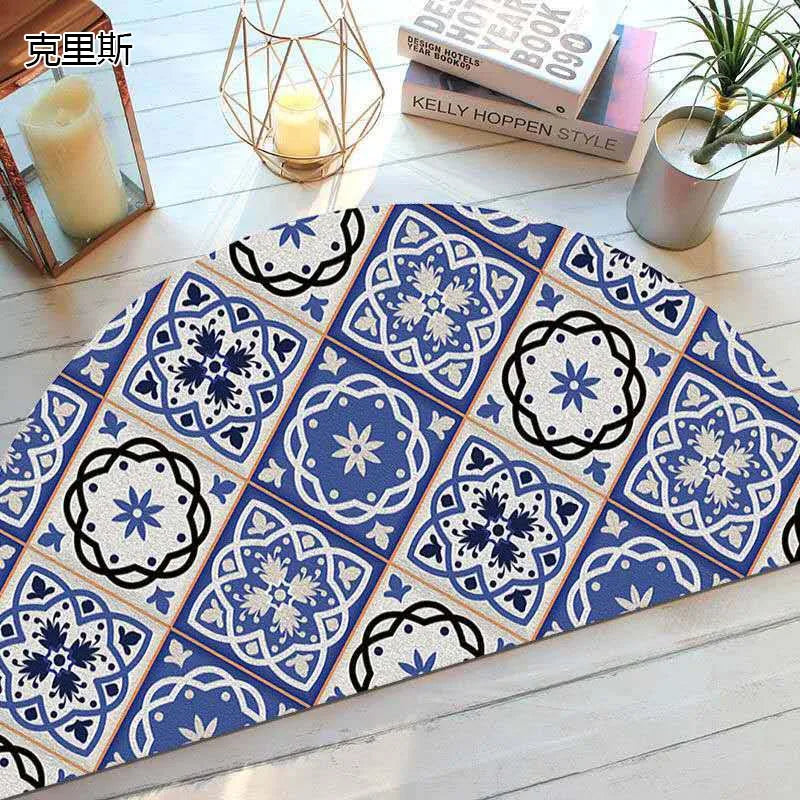 Bohemian non-slip semicircular doormat