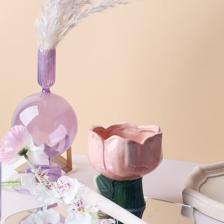 Lilac Candle Holder made of Glass