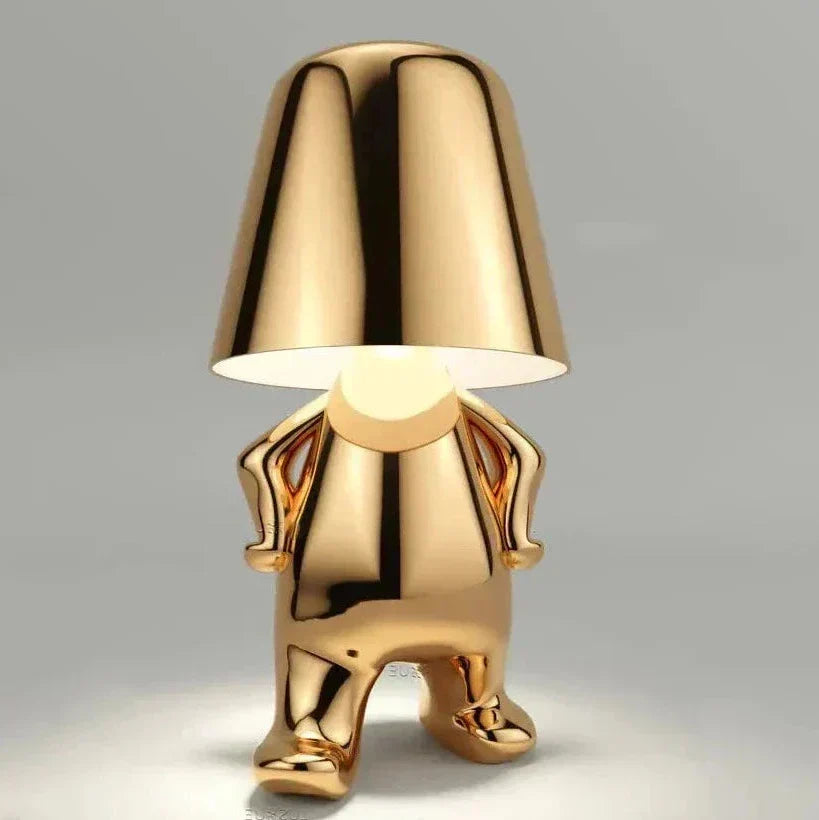 Golden Man LED Thinking Table Lamp – Playful Nightstand Lamp for Bedroom &amp; Decor