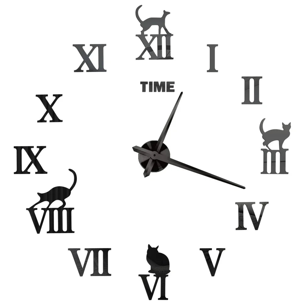 Big Wall Clock DIY 3D Self Adhesive Mirrored Acrylic Wall Clock For Kitchen Dining Room Living Room Creative Home Decor |