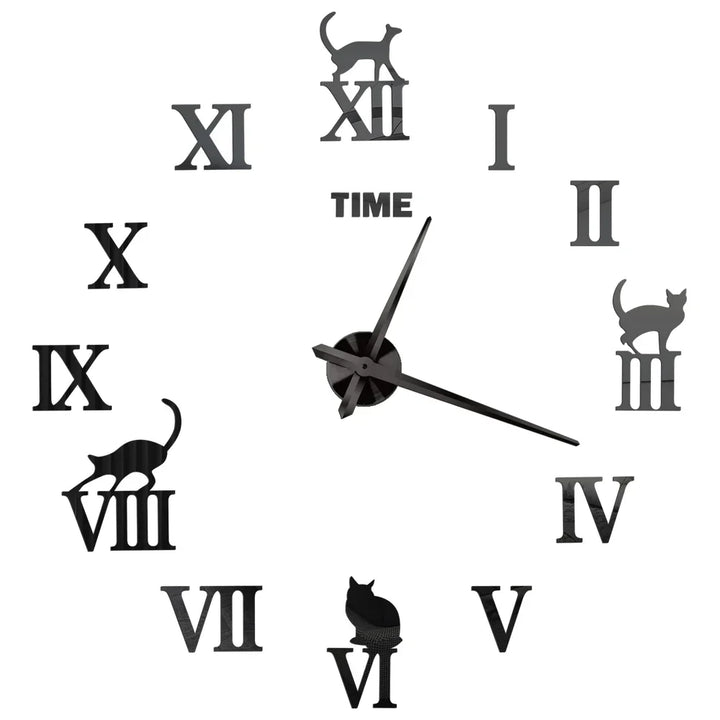 Big Wall Clock DIY 3D Self Adhesive Mirrored Acrylic Wall Clock For Kitchen Dining Room Living Room Creative Home Decor |