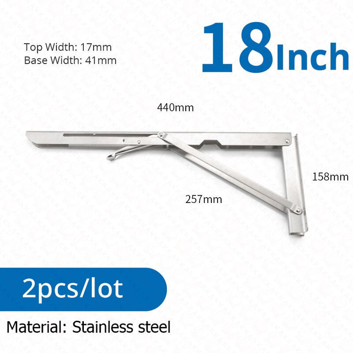 2-piece set collapsible shelf brackets, heavy-duty, made of stainless steel for tables, motorhomes and space-saving