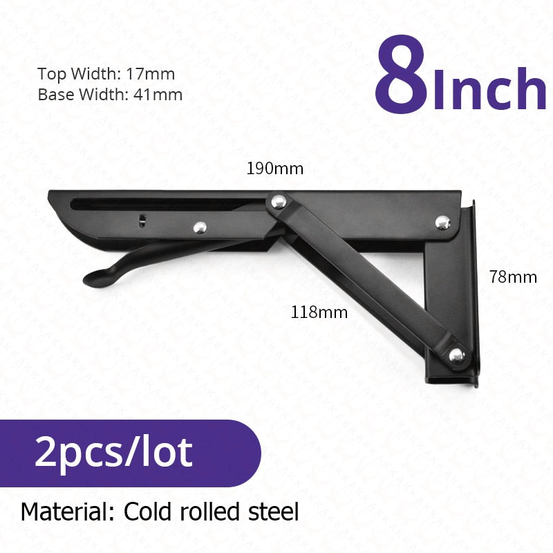 2-piece set collapsible shelf brackets, heavy-duty, made of stainless steel for tables, motorhomes and space-saving