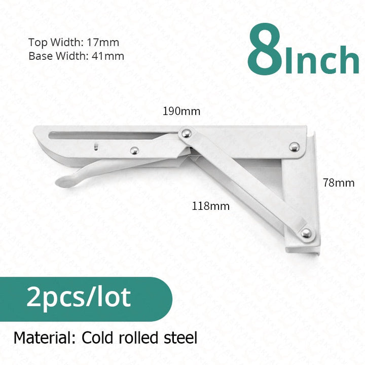 2-piece set collapsible shelf brackets, heavy-duty, made of stainless steel for tables, motorhomes and space-saving