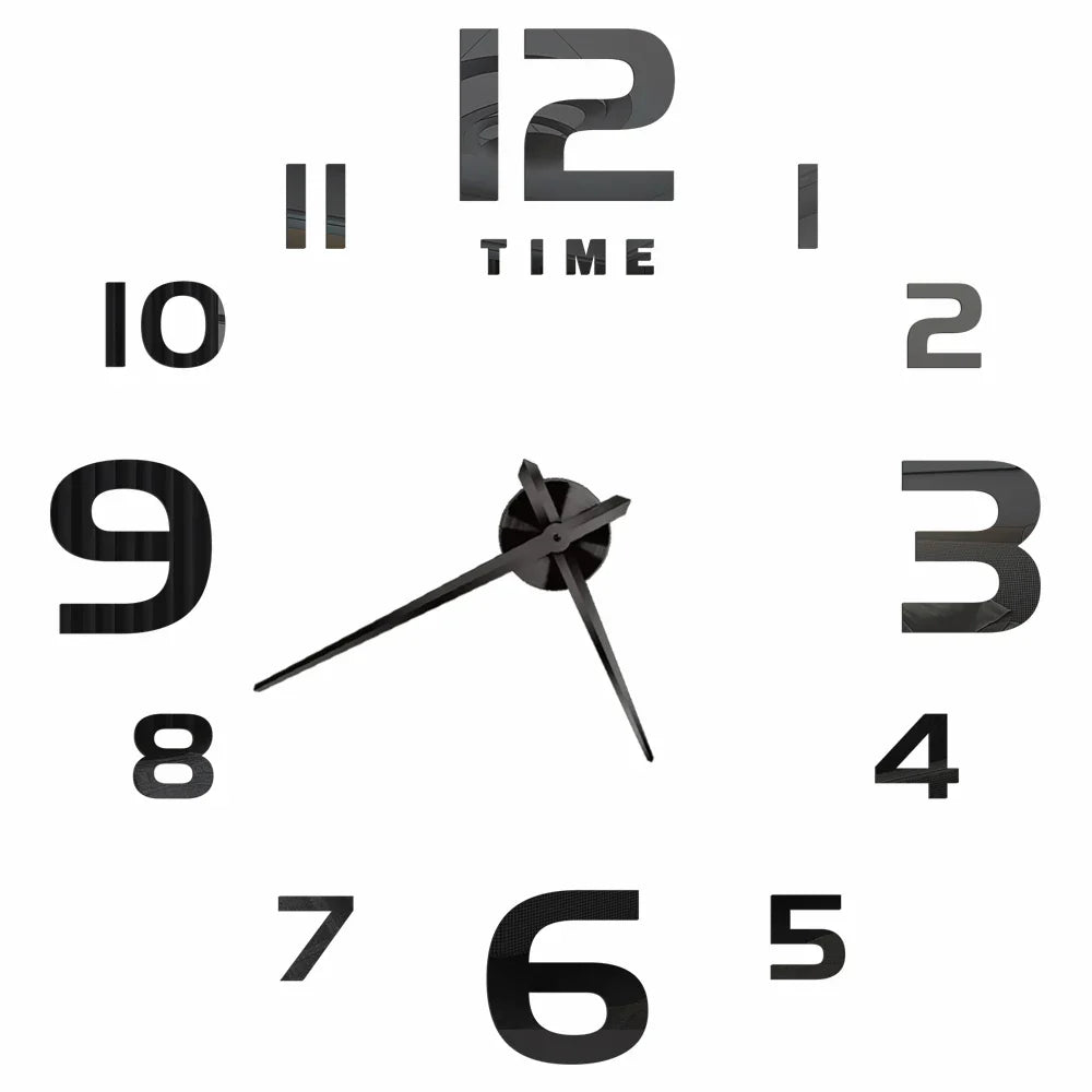 Big Wall Clock DIY 3D Self Adhesive Mirrored Acrylic Wall Clock For Kitchen Dining Room Living Room Creative Home Decor |