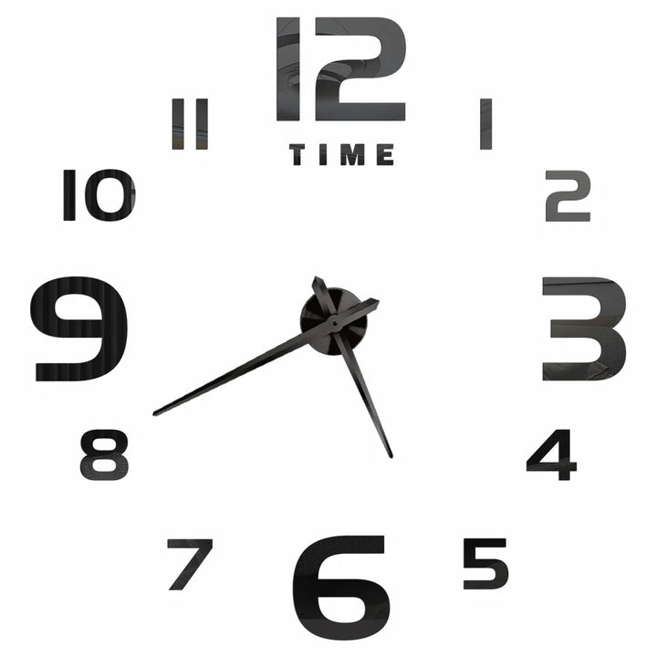 Big Wall Clock DIY 3D Self Adhesive Mirrored Acrylic Wall Clock For Kitchen Dining Room Living Room Creative Home Decor |
