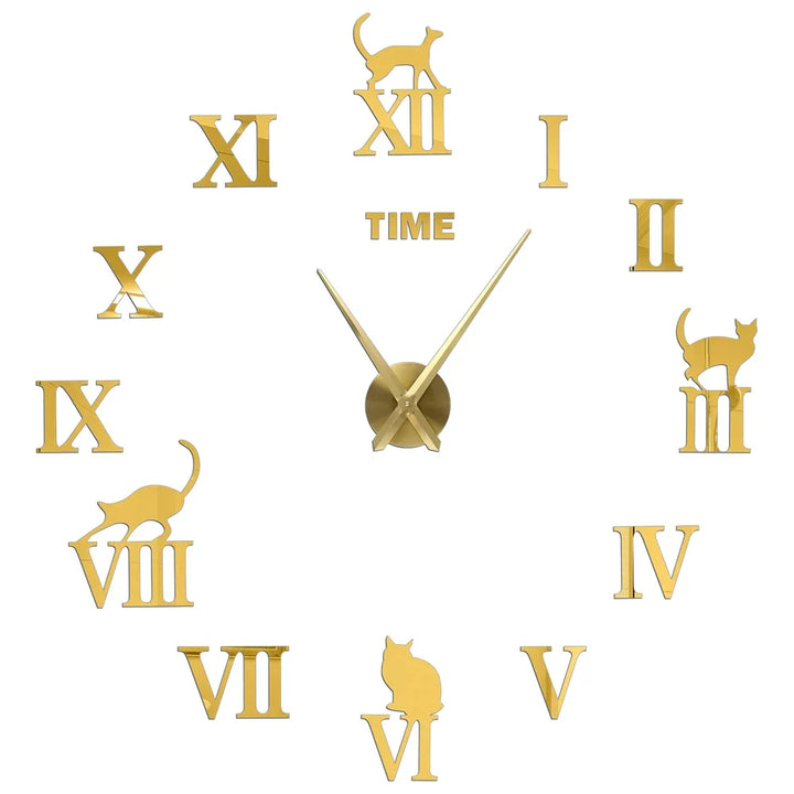 Big Wall Clock DIY 3D Self Adhesive Mirrored Acrylic Wall Clock For Kitchen Dining Room Living Room Creative Home Decor |