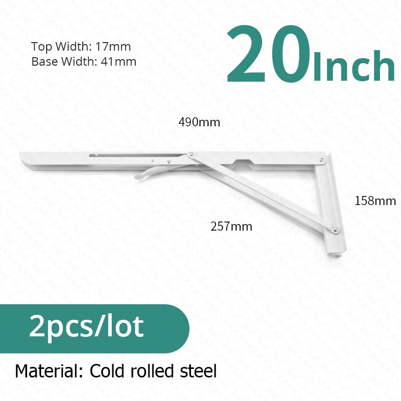 2-piece set collapsible shelf brackets, heavy-duty, made of stainless steel for tables, motorhomes and space-saving