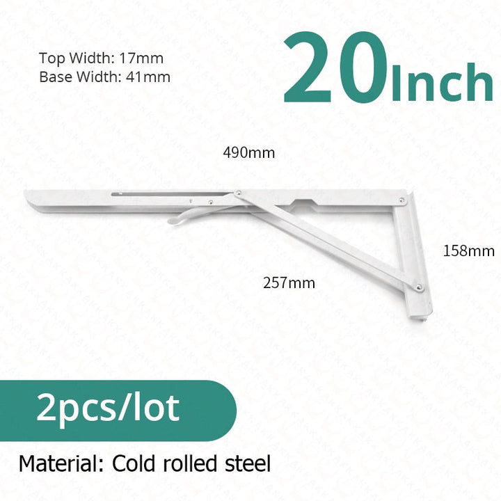 2-piece set collapsible shelf brackets, heavy-duty, made of stainless steel for tables, motorhomes and space-saving