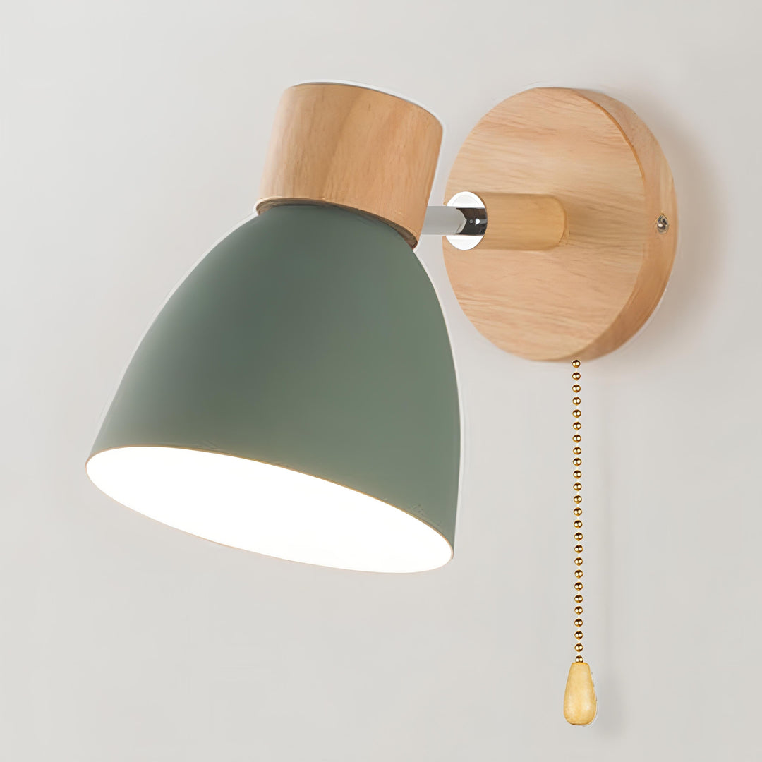 Nordic-modern hanging switch wall lamp made of wood