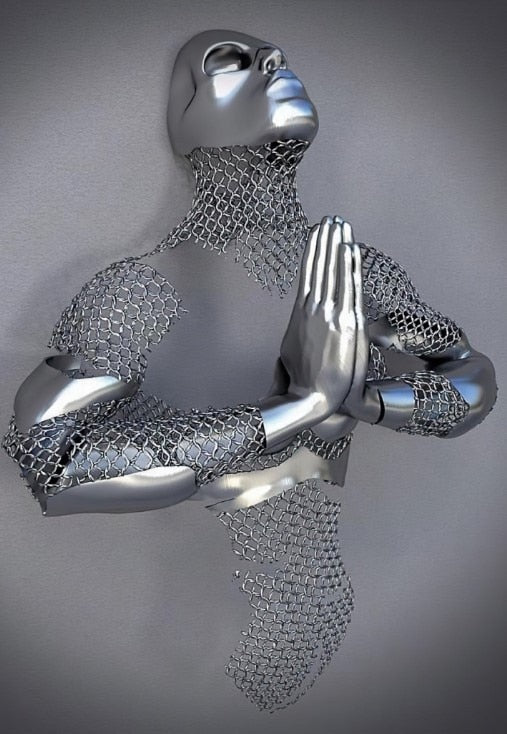 Metal Figure Statues Styles Abstract Canvas Painting Couples Wall Art Love Sculpture Poster Print Home Decor Living Room Gifts