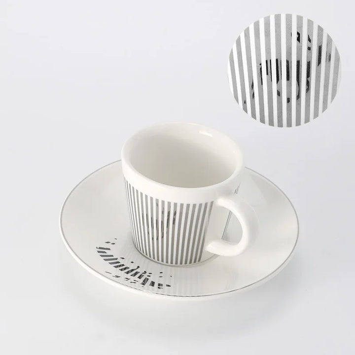 Creative dynamic SLR cup Leopard anamorphic zebra cup Luycho coffee tea cup set with coaster 90ml-225ml