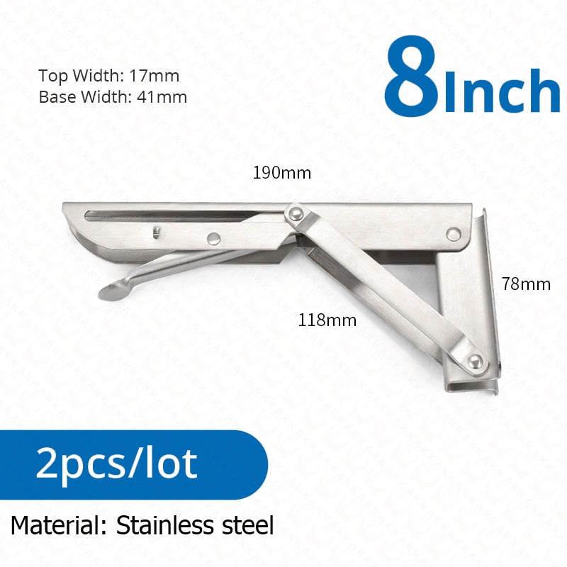 2-piece set collapsible shelf brackets, heavy-duty, made of stainless steel for tables, motorhomes and space-saving