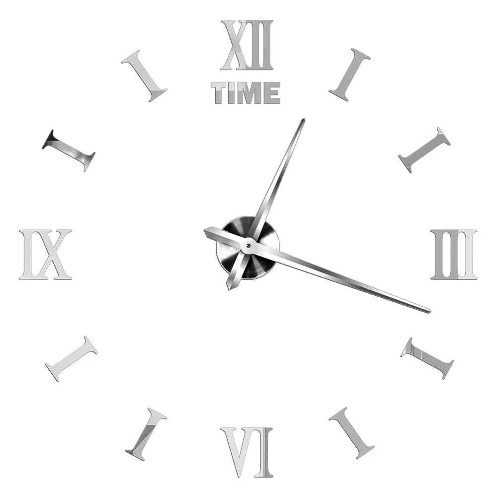 Big Wall Clock DIY 3D Self Adhesive Mirrored Acrylic Wall Clock For Kitchen Dining Room Living Room Creative Home Decor |