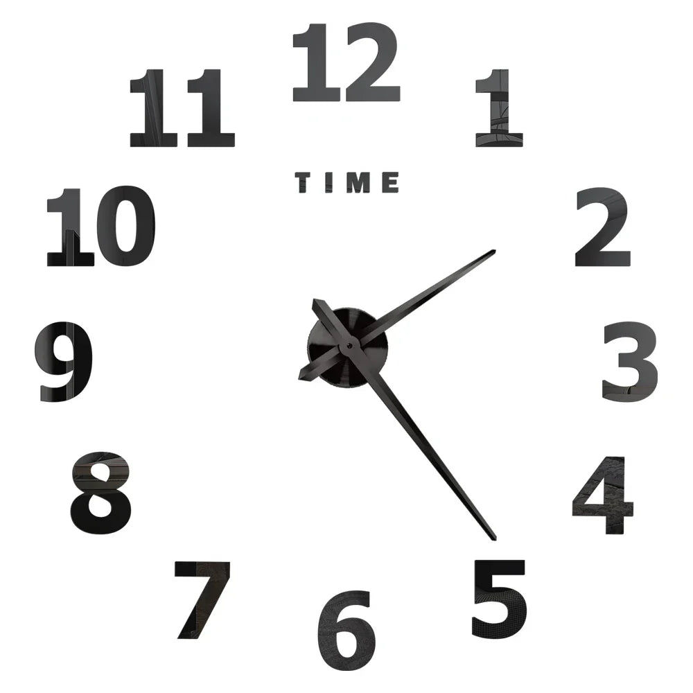Big Wall Clock DIY 3D Self Adhesive Mirrored Acrylic Wall Clock For Kitchen Dining Room Living Room Creative Home Decor |