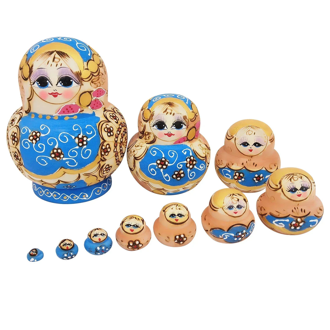 10 pieces/set wooden Russian matryoshka dolls