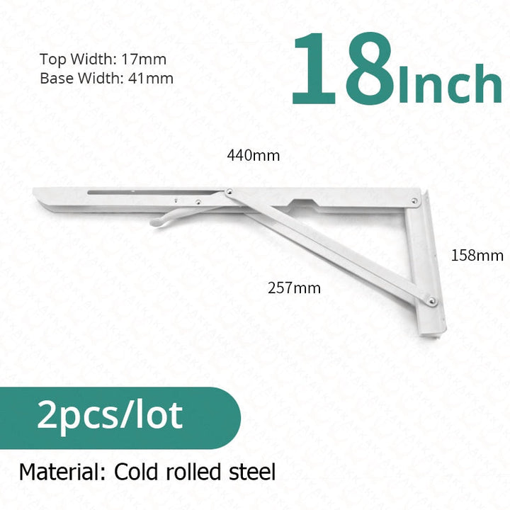 2-piece set collapsible shelf brackets, heavy-duty, made of stainless steel for tables, motorhomes and space-saving