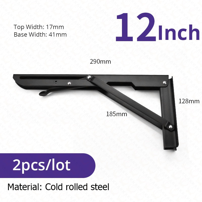2-piece set collapsible shelf brackets, heavy-duty, made of stainless steel for tables, motorhomes and space-saving