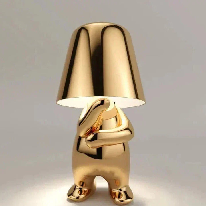 Golden Man LED Thinking Table Lamp – Playful Nightstand Lamp for Bedroom &amp; Decor