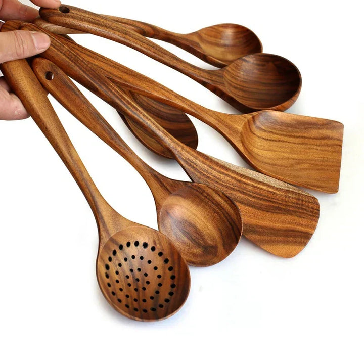 TeakChef 7-piece Kitchen Tool Set – Premium Teak Kitchen Tools for Style &amp; Functionality