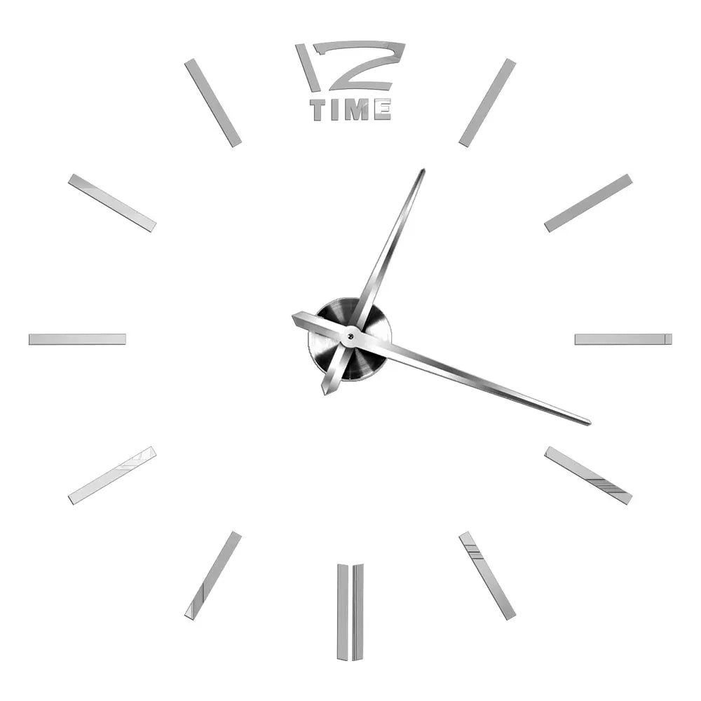Big Wall Clock DIY 3D Self Adhesive Mirrored Acrylic Wall Clock For Kitchen Dining Room Living Room Creative Home Decor |