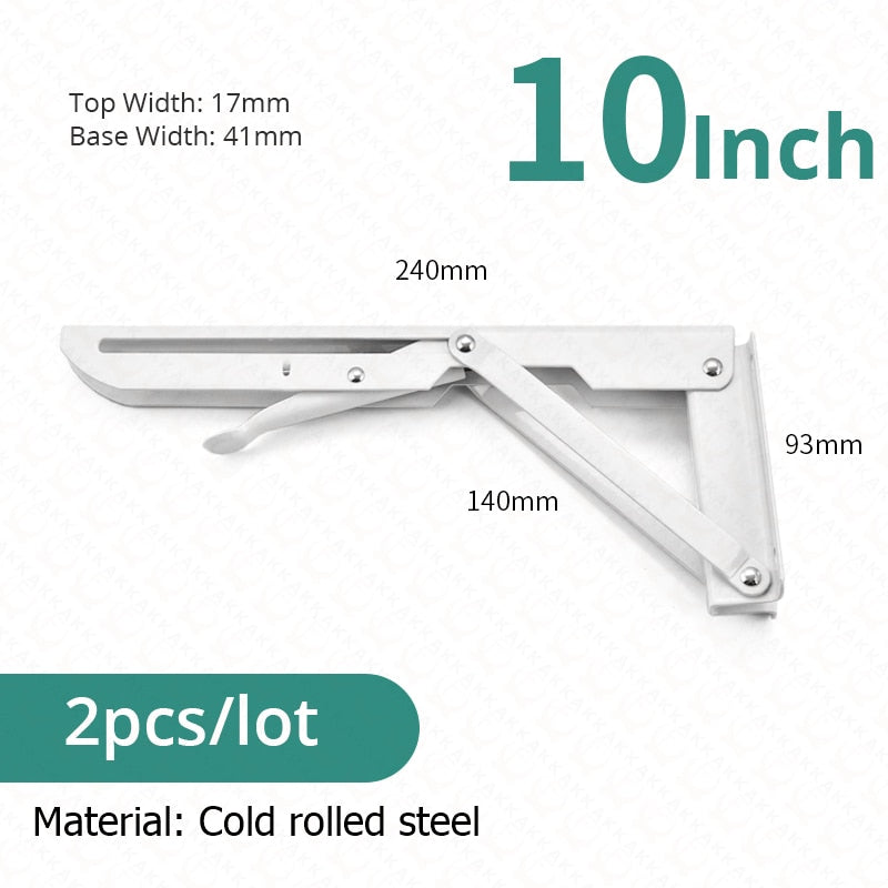 2-piece set collapsible shelf brackets, heavy-duty, made of stainless steel for tables, motorhomes and space-saving