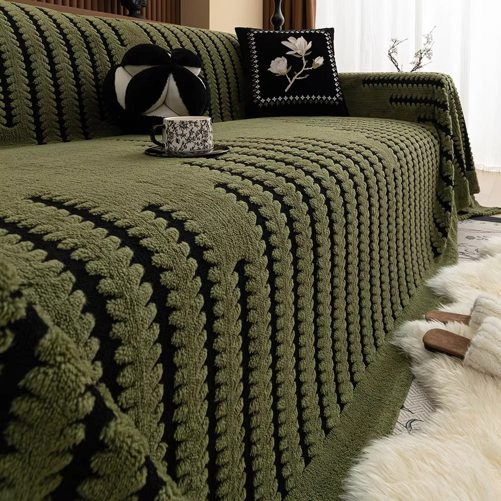 Elegant Plush Sofa Cover with Tufted Details