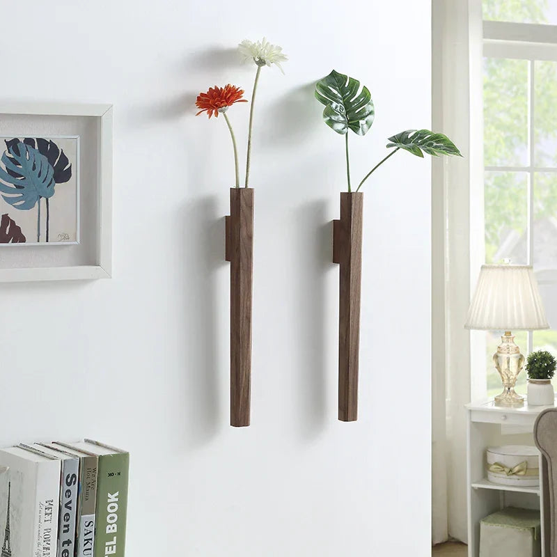 Handcrafted Solid Wood Wall Vase
