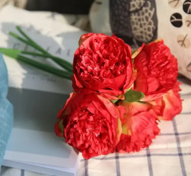 Large Peony Silk Flower Bouquet Set