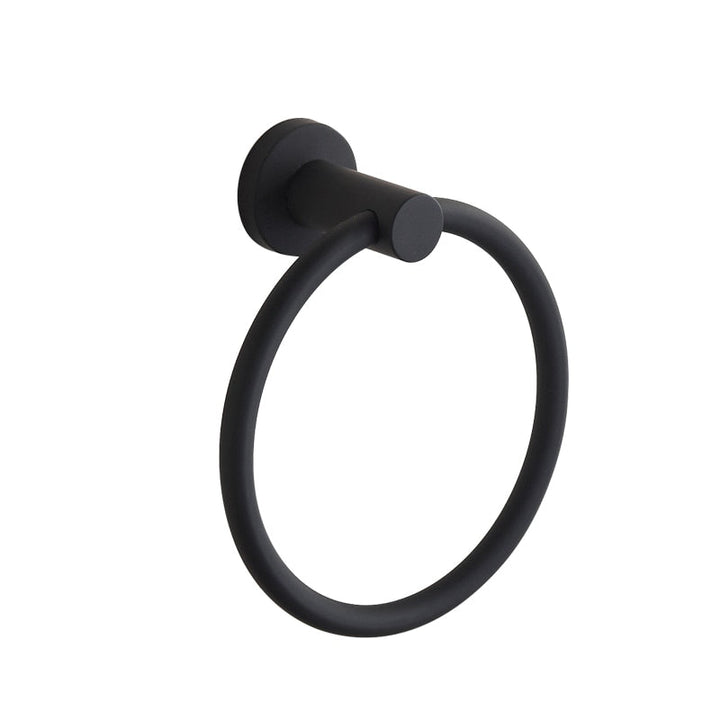 Towel ring made of 304 stainless steel in chrome, Round simple design, Black, European bathroom accessories, Rustproof