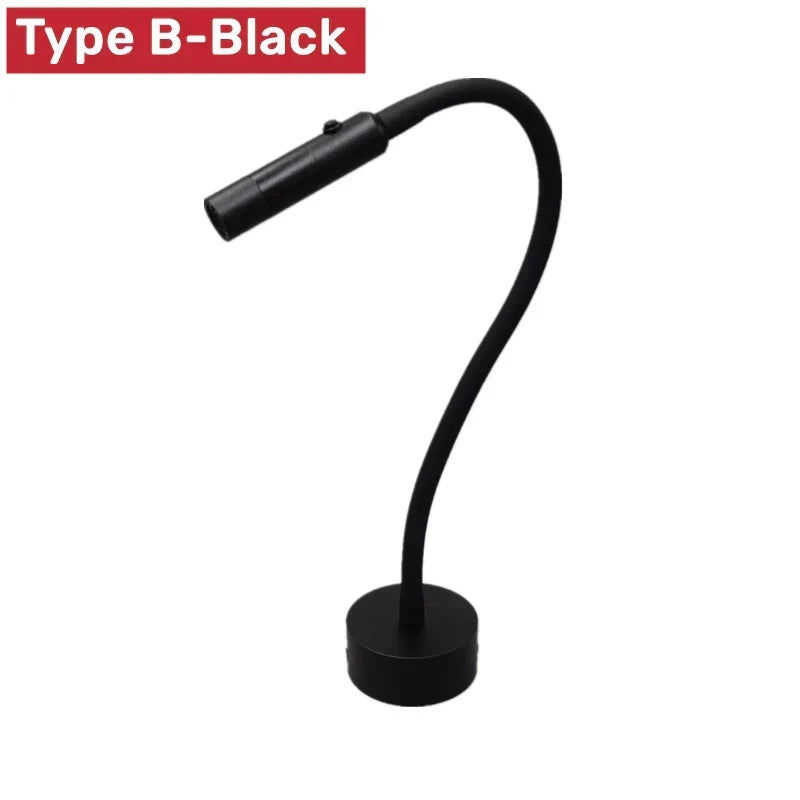 Modern Flexible LED Reading Wall Lamp with Switch for Bedroom and Study - 1W/3W