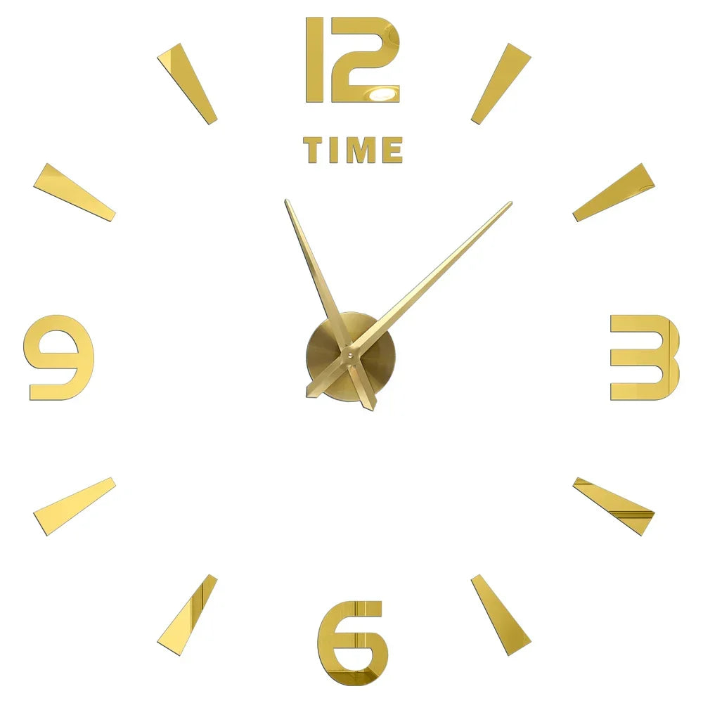 Big Wall Clock DIY 3D Self Adhesive Mirrored Acrylic Wall Clock For Kitchen Dining Room Living Room Creative Home Decor |