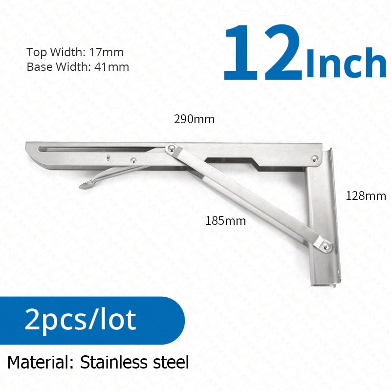 2-piece set collapsible shelf brackets, heavy-duty, made of stainless steel for tables, motorhomes and space-saving